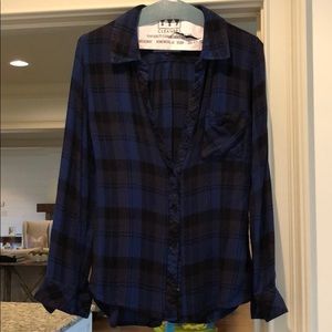 Rails button down in blues/blacks, size small